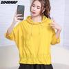 2023 New Hoodie Women T-Shirt Bat Female Solid O-Neck Cotton Loose Short Sleeve Tops&Tees Yellow