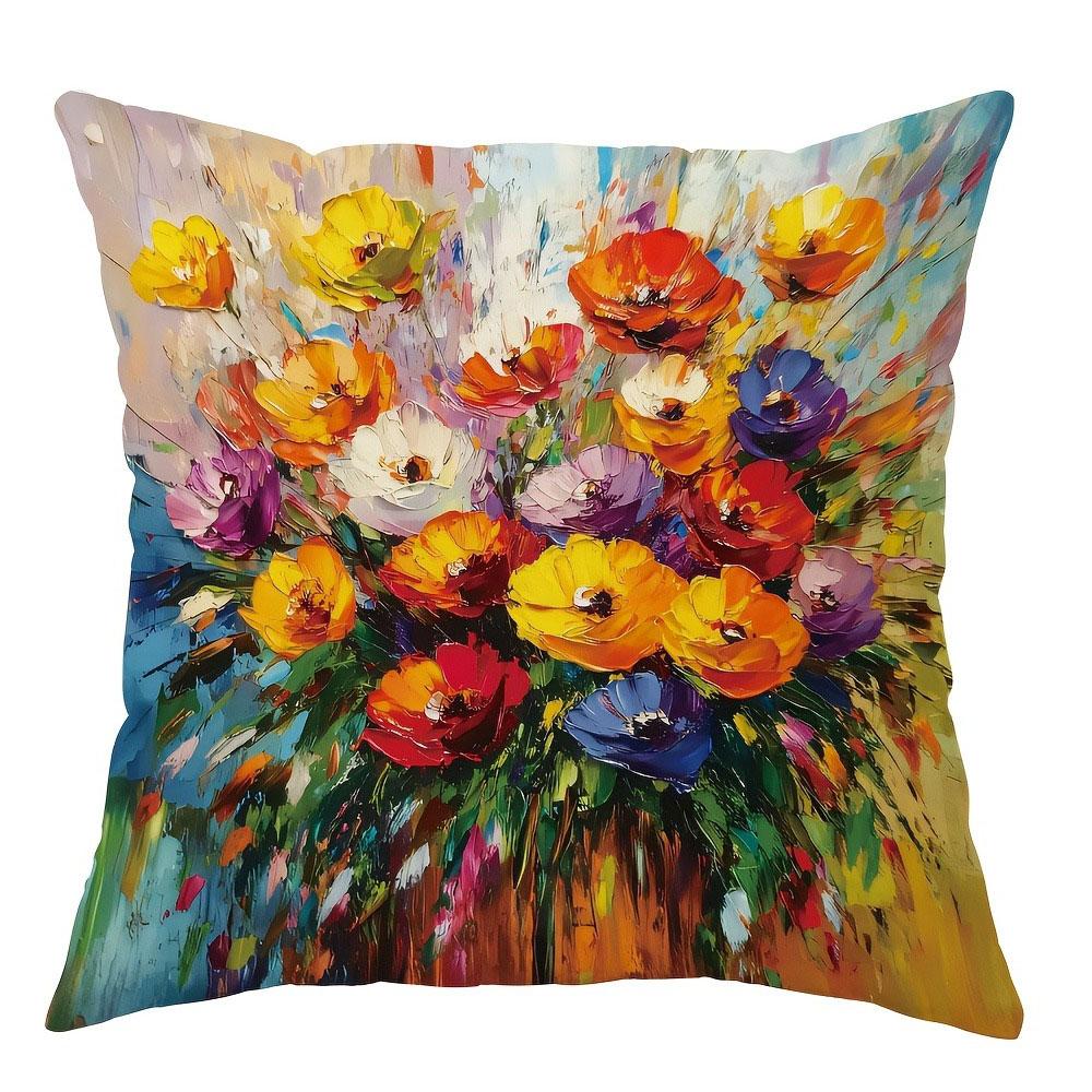 Mountain Wildflowers Pattern Home Decor Pillowcase Bedroom Living Room Sofa Decoration Polyester Cushion Cover With Zipper