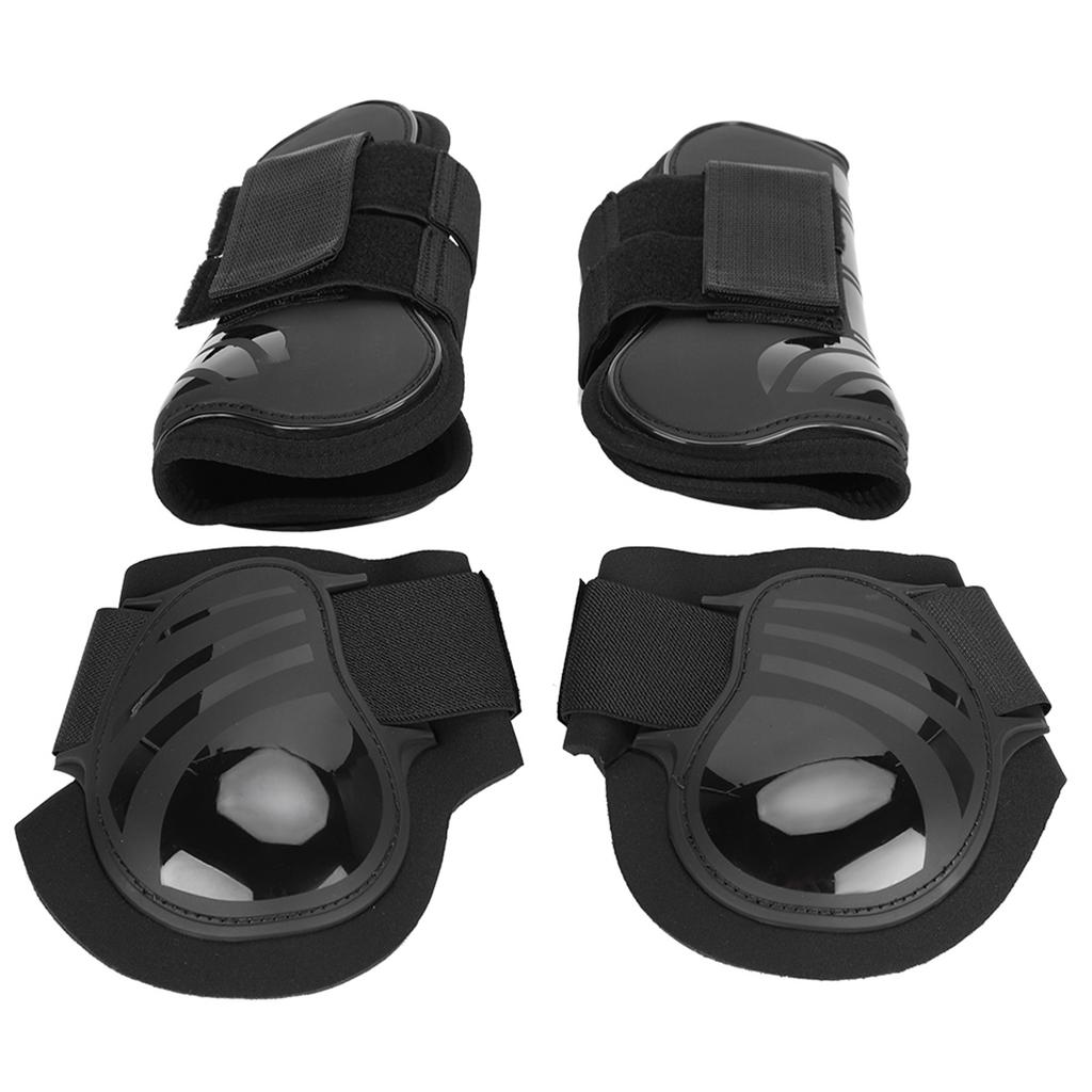 2 пары эластичных сапог для лошадей, утолщенные ПУ сапоги для передних и задних ног, защита для тренировок, прыжков, черный цвет, размер M