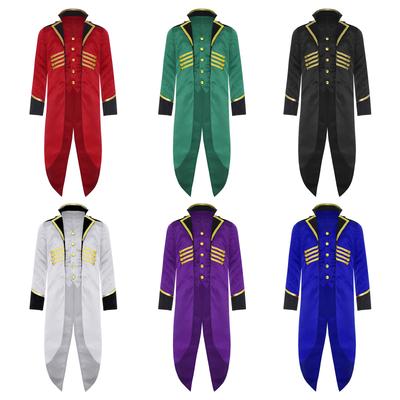 Детский стимпанк костюм фрака Винтажный средневековый дизайн Длинный рукав Имитация двух частей Смокинг Викторианская элегантная куртка