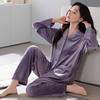 Пижама Осенне-зимняя Зимний остров Флис с длинным рукавом Коралловый флис Женский Тонкий флис Термокомплект для дома