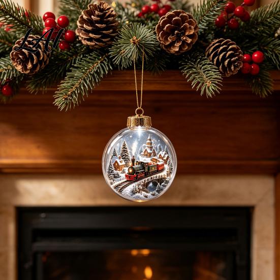Seasonal Decorative Gifts Light Up Christmas Scene Ball Ornament with Warm LED Glowing Holiday Story
