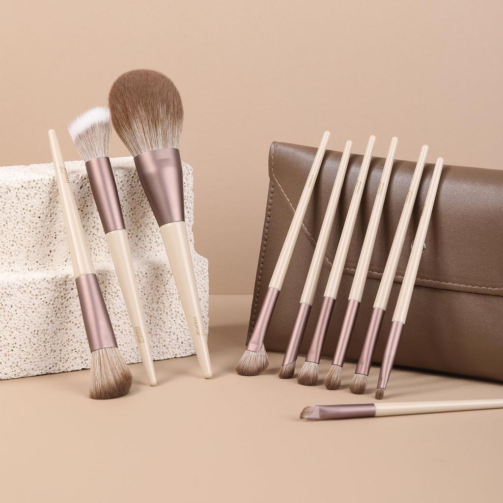 MSQ Makeup Brush Set of Popular and Concealer Soft Fiber Portable and Mocha Makeup Brushes with Dense Bristles for Excellent Powder Pickup 10, Blush,