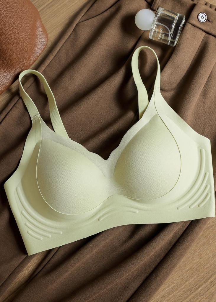 Traceless underwear women's no steel ring upper support integrated fixed cup comfortable D three-dimensional shaping pull gather bra