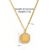 Fenny 18K PVD Plated Waterproof&No Fade Fashion Zircon Pave Rose Square Pendant Stainless Steel Necklace for Women