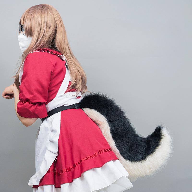 Moon Wolf Tail JK Girl Косплей Аксессуары Искусственный мех Волчий хвост Женщины Лолита Фурри Косплей Хвосты животных Хэллоуин Ролевая игра для вечеринки
