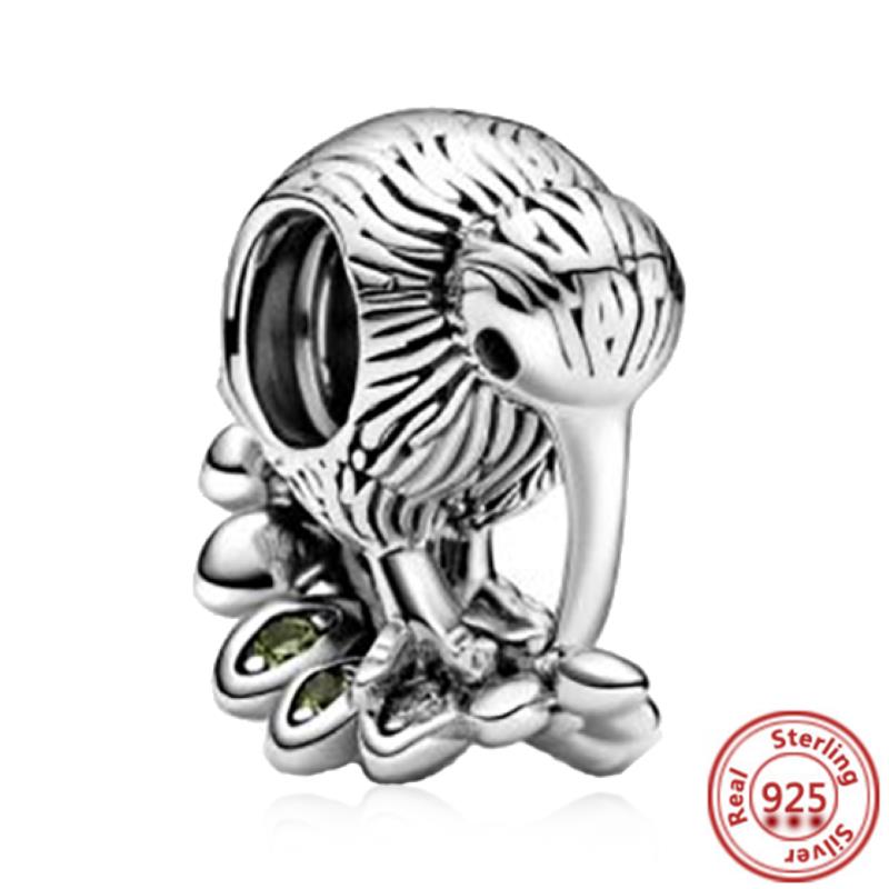 925 медь Милая серия животных Кошка Собака Слон Единорог Птица Подвеска Бусины удачи Подходят для оригинального браслета с шармами Pantaro DIY Циркон