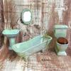 1:12 MINI Dollhouse Miniature Bathroom Set Mini Furniture Ceramic Simulation Bathtub Mirror Wash Basin Doll House Decoration