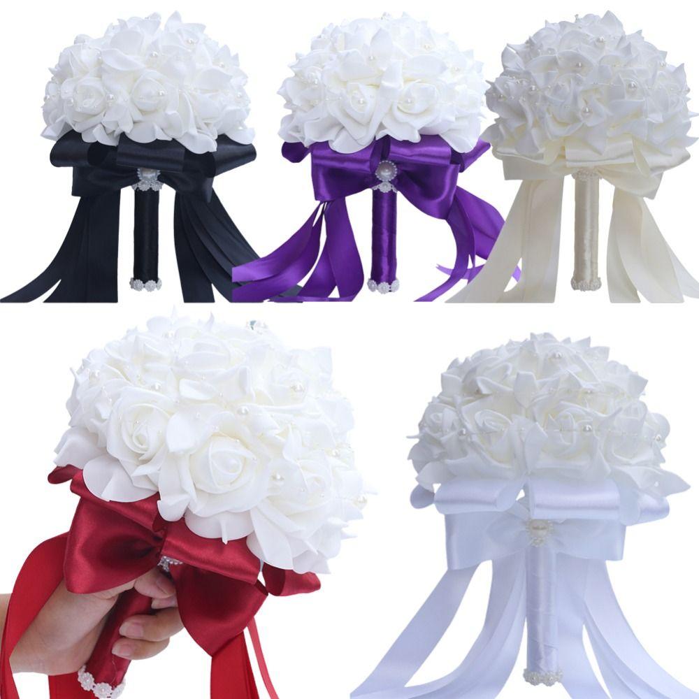 Silk Flowers Artificial Hand Bouquet Romantic Bridesmaid Bouquet Wedding Accessories