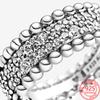 Новые поступления 925 стерлингового серебра Pan Beaded Pav éRound Band Ring Изысканный подарок для женщин