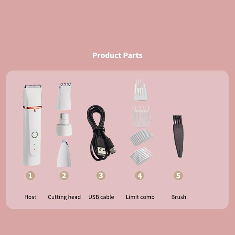 A01F-Professional Silent Cat Dog Hair Trimmer Paws Nail Grinder Animal Foot Hair Cutter Remover USB Rechargeable Pet Grooming