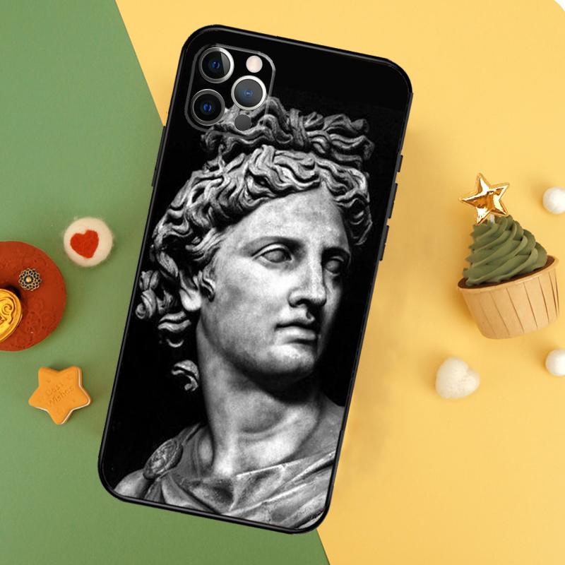 Чехол Funda со статуей греческого бога для iPhone 11 12 13 14 16 15 Pro Max Mini XS Max X XR SE2 7 8 14 16 15 Plus