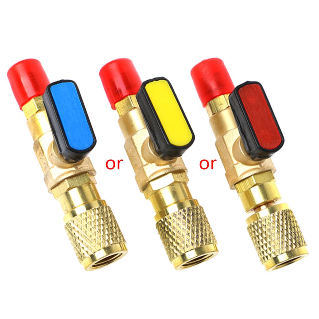 R22 Refrigerant Valve 1/4" Male To 1/4" Female AC Charging Hoses Straight Ball Valves for Refrigeration Manifold Gauges