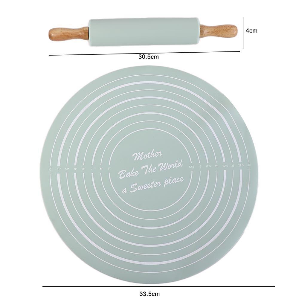 2 шт./набор со шкалой Скалка Коврик для теста набор Силиконовый коврик для теста Форма для выпечки Подушечка для замешивания Тесто
