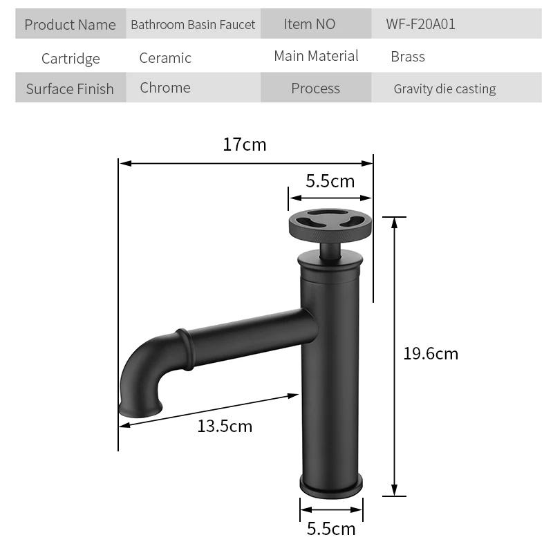 Brass Single Handle Single Hole Gold Fashion Wash Basin Sink Faucet Hot and Cold Bathroom Faucet Deck-mounted Faucet WF-20A01K