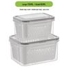 Three-Piece FCM Certified Microwaveable Food Storage Containers with Fruit and Vegetable Drainer.