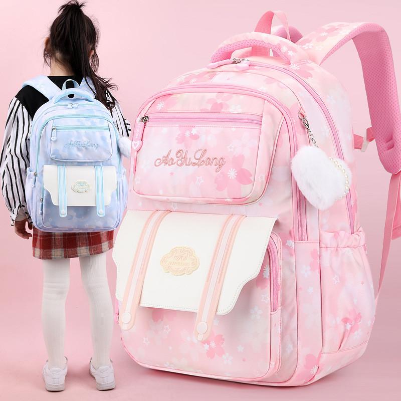Stylish And Cute Nylon Backpack For Students Ideal For School Use In Pink Blue And Purple