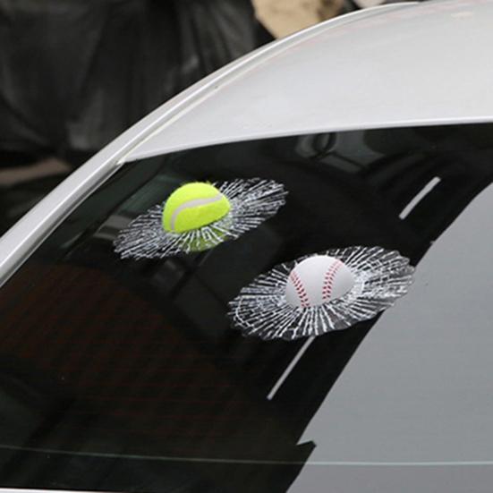 Creative 3D Funny Glass Sticker Tennis Baseball DIY Crazy Car Auto Supplies