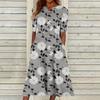 Women's Summer Casual Fashion Floral Printed Short Sleeve Button Pocket Dress