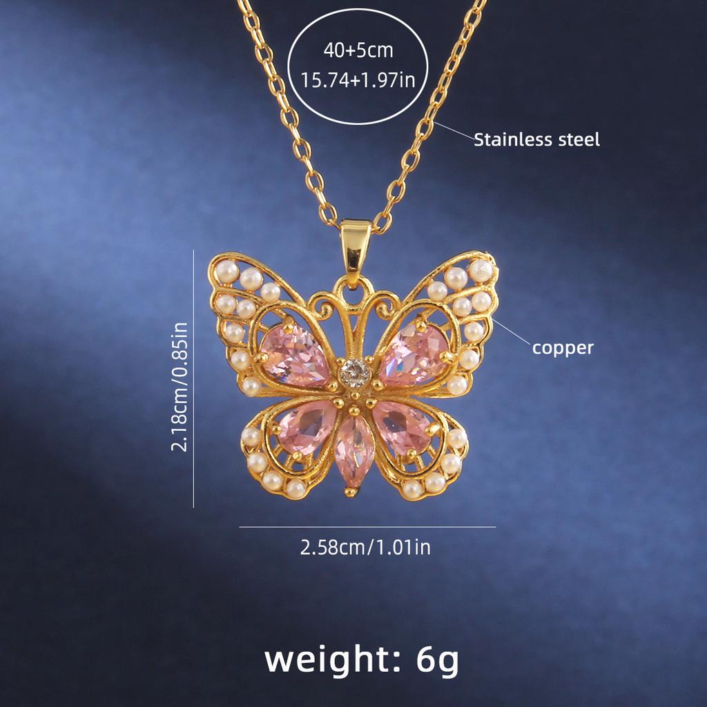 Hot Selling Pearl Butterfly Necklace, High-end Copper Plated 18K Gold, Versatile Collarbone Chain for Women