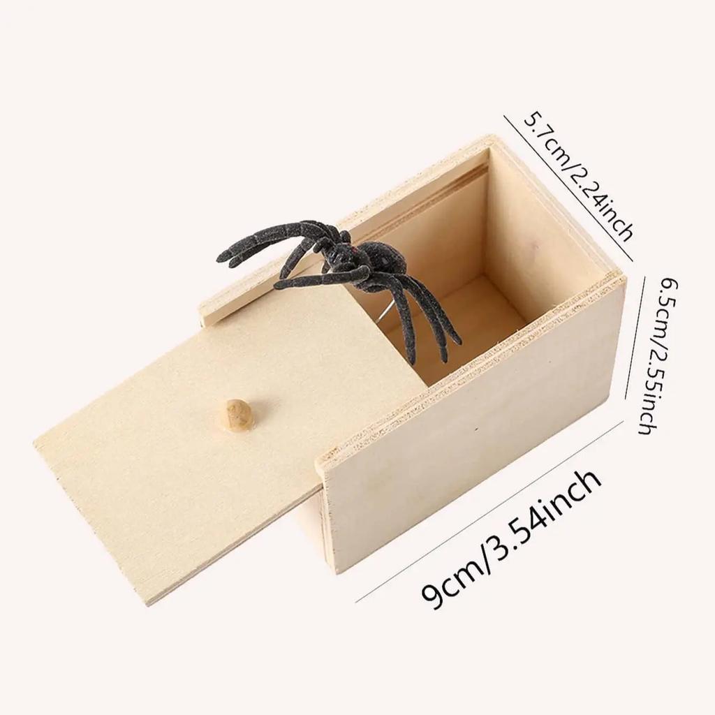 1PC-Wooden Prank Trick Practical Joke Home Office Scare Toy Box Gag Spider Parents Friend Funny Play Joke Gift Surprising