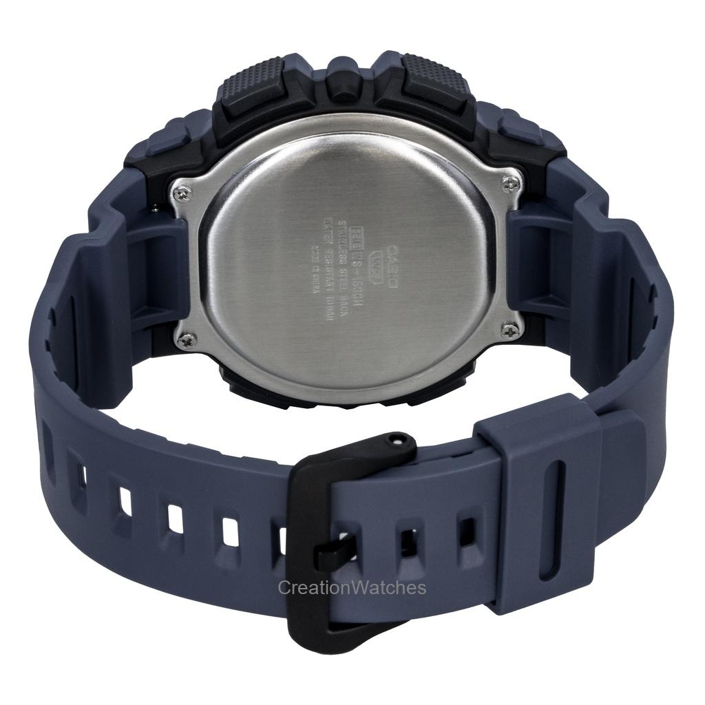 Casio Молодежные цифровые часы с полимерным ремешком, кварцевые, WS-1500H-2AV, 100 м, мужские