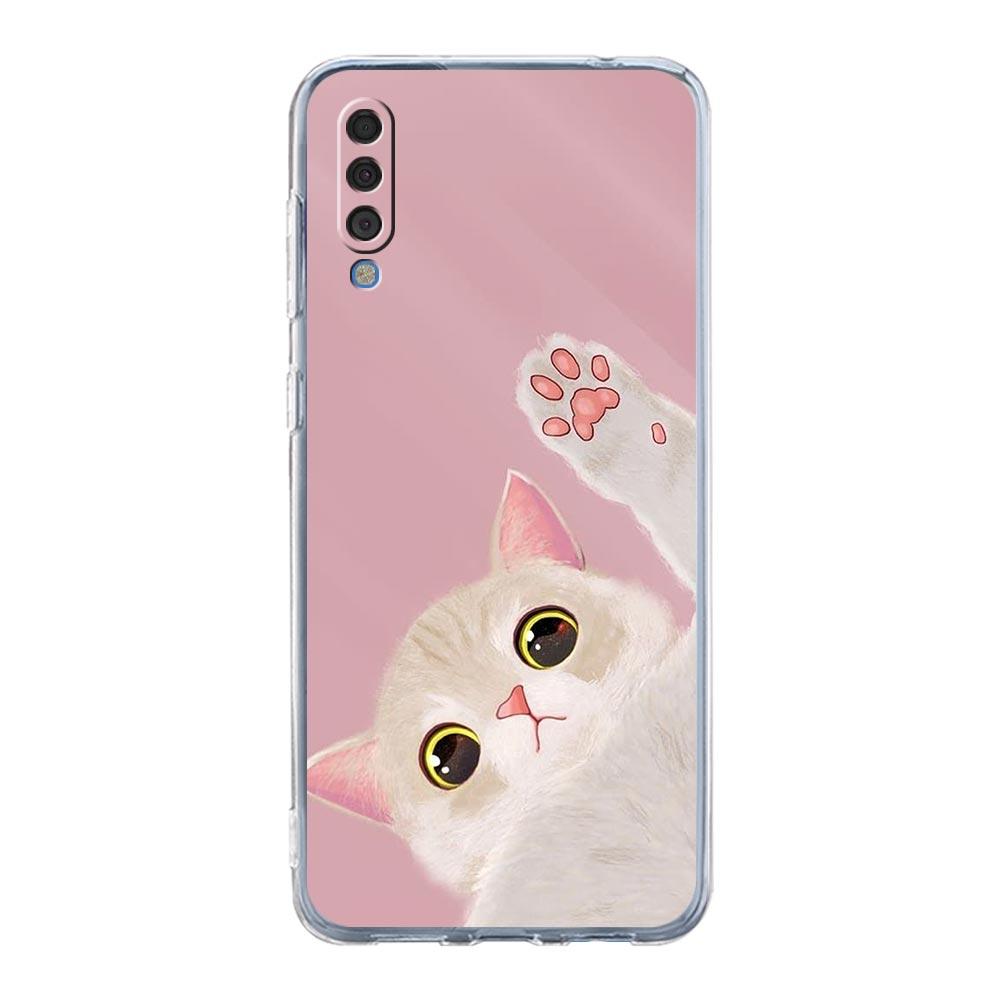 Чехол для телефона Samsung A14 A50 A70 A30 A40 A20E A10S A20S A02S A04S A12 A22 A32 A34 A42 A52 5G A54 Кошка Милый котенок Мультяшная обложка