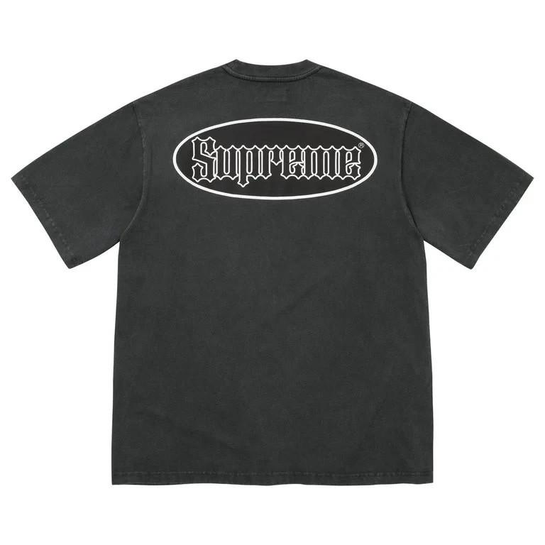 Supreme Черная футболка с коротким рукавом с трещинами на кармане