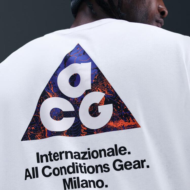 Nike X Интер Милан Серия ACG Свитшот с круглым вырезом Футбольная футболка с коротким рукавом Быстросохнущая Мужские Топы IF0513-100