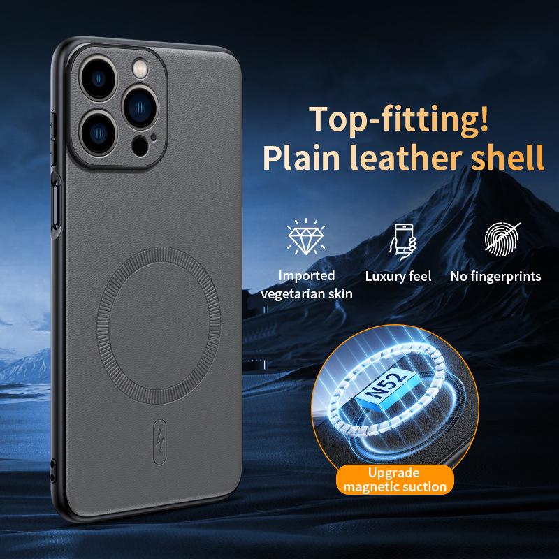 Чехол для iPhone Apple 17 Pro Max, полноразмерный, из гладкой кожи, с магнитом, ударопрочный, для iPhone 16/15 Pro/14/13.