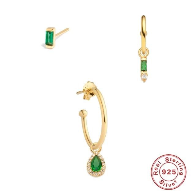 Canner многоцветный свадебный комплект сережек из стерлингового серебра 925 пробы, серьги-гвоздики золотого цвета для женщин, серьги для пирсинга хряща, 3 шт.