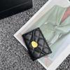 New Genuine Leather Card Holder Fashion Diamond Quilted Lambskin Women Card Bags Brand Design Cover Hasp Coin Purses For Ladies