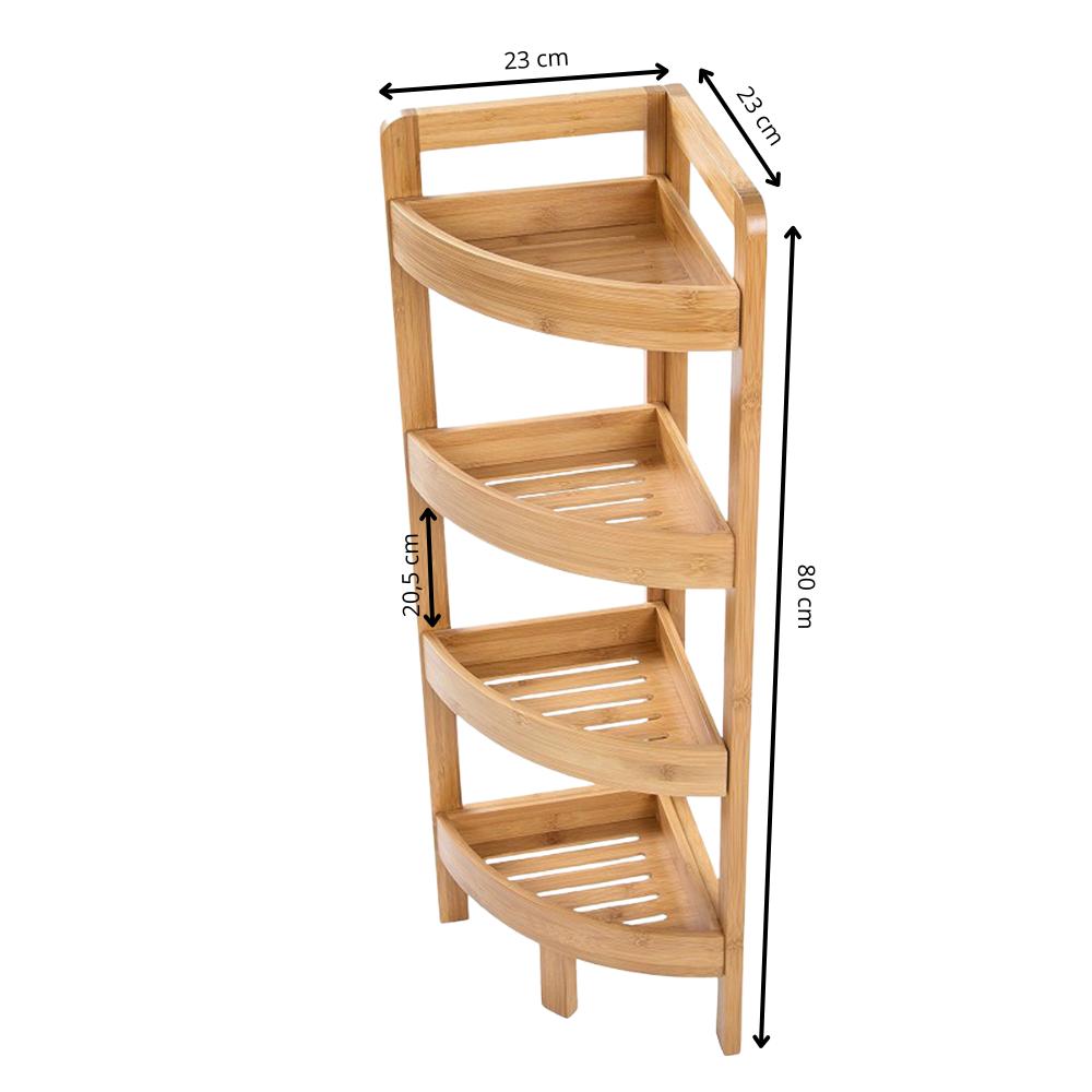 Bamboo Bathroom Cabinet Corner Shelf 4 Levels Standing