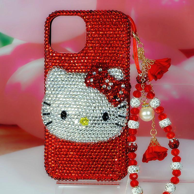 Phone Case IPhone 12 13 14 Pro XS Max 8 Plus Cute Cartoon Kitten Bling Rhinestone Cover Full Body Shockproof Protector