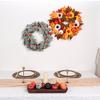 Autumn Wreath Faux White Pumpkin Maple Leaf Pine Cone Berry Wreath Handmade Farmhouse Wreath Fall Decoration for Home Thanksgiving Harvest Outdoor