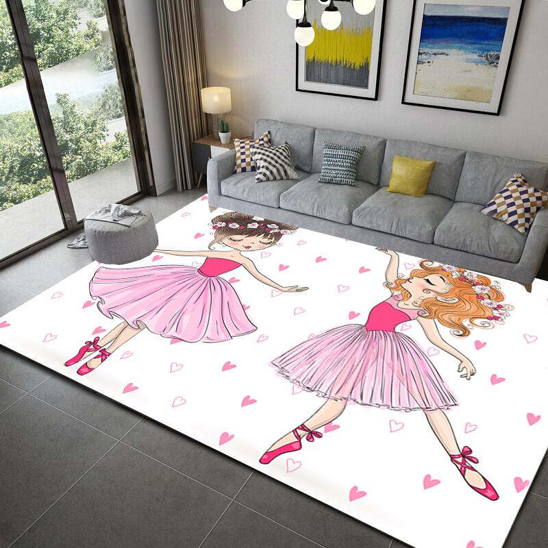 Cartoon Ballet Girl Cute Area Rug Kid Bedroom Game Floor Mat Memory Foam Girl Room Play Carpet for Living Room Decoration