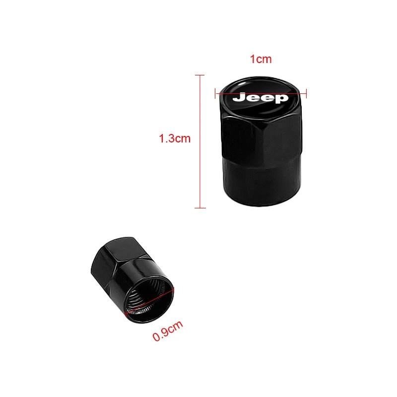 Alloy Car Tire Valve Stem Caps 4Pcs For Jeep Renegade Wrangler JK JL Grand Anti-Dust Anti-Leak Wheel Valve Cover Accessories LVCZN1