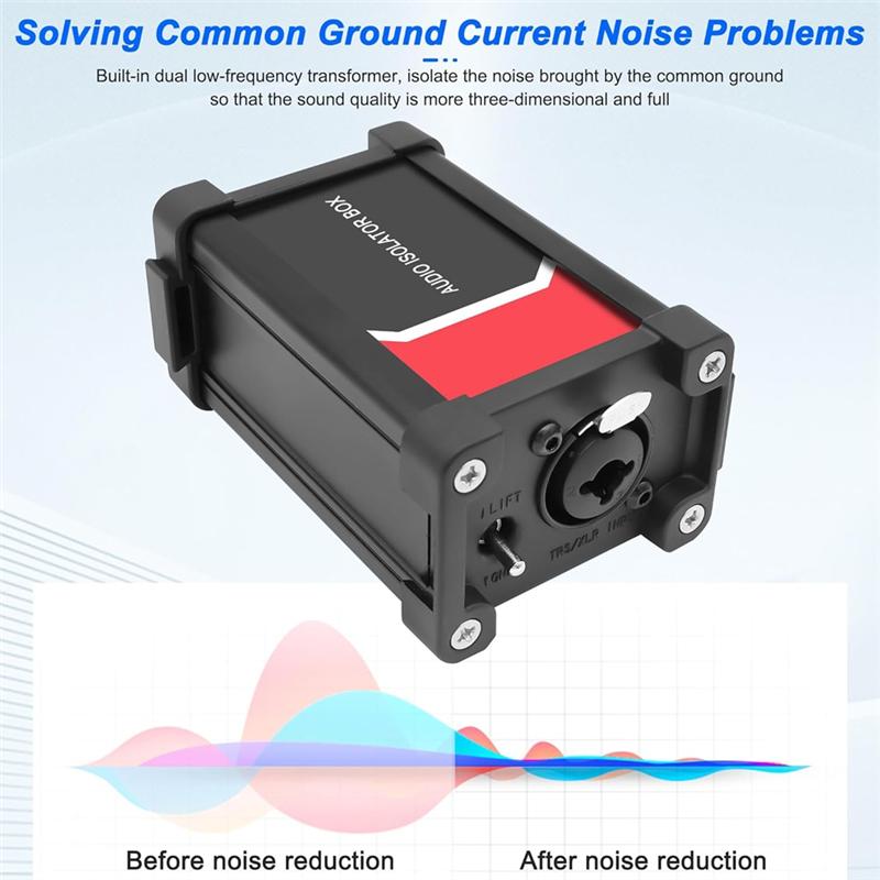 Изолирующий трансформатор для устранения земляной петли с переключателем Ground/Lift, XLR/1/4" 6,35 мм TRS, коробка-устранитель аудиоизолятора
