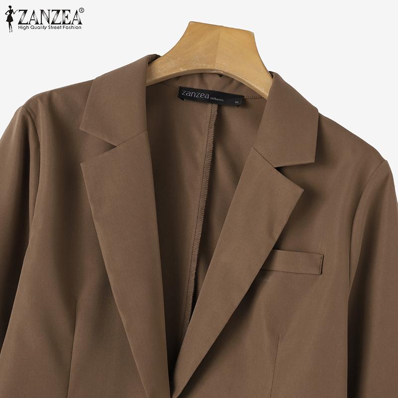 ZANZEA Женский повседневный кардиган с отложным воротником и длинными рукавами, верхняя одежда