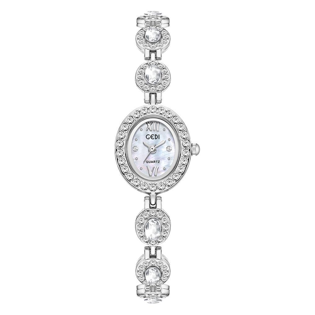 Niche High-End Bracelet Watch Light Luxury Oval Rhinestone Quartz Watch Women'S Small Exquisite Literary Watch