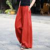 Women's Cotton Linen Wide-Leg High Waist Pants - Spring/Summer Casual Retro