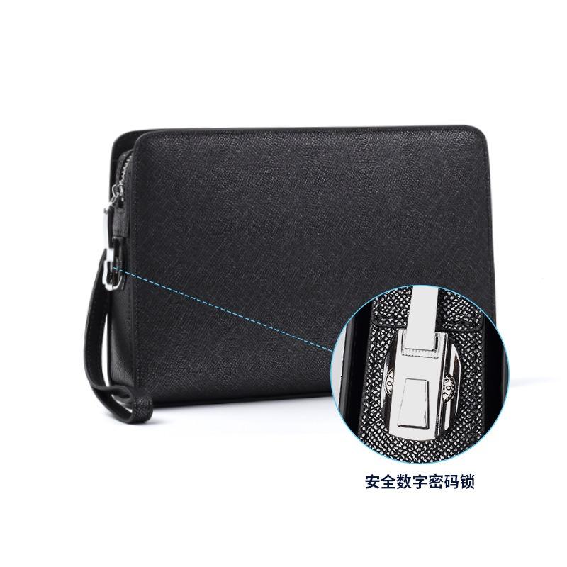 Men's Handbag Genuine Leather Code Lock Premium Touch Clutch Bag Men's Business Large Capacity Men's Clutch Bag