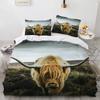 Пододеяльник с горной коровой размера кинг/квин, Комплект постельного белья с быком, забавный милый пододеяльник с травоядными для детей, мальчиков, девочек