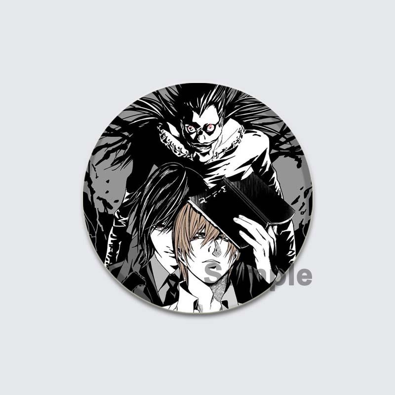 32/44/58mm Fashion Accessories Broochs Anime Death Note Cosplay Badges Round Cartoon Figure L·Lawliet Killer Yagami Pins for Backpacks Gift
