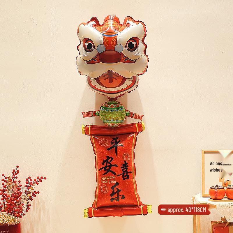 Lion Dance Balloon Decorations for Baby's Full Moon, First Birthday & Festive Photo Props