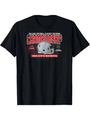 [Прочный] Черная футболка Ohio State Buckeyes 2025, чемпион национального первенства | Мужская |