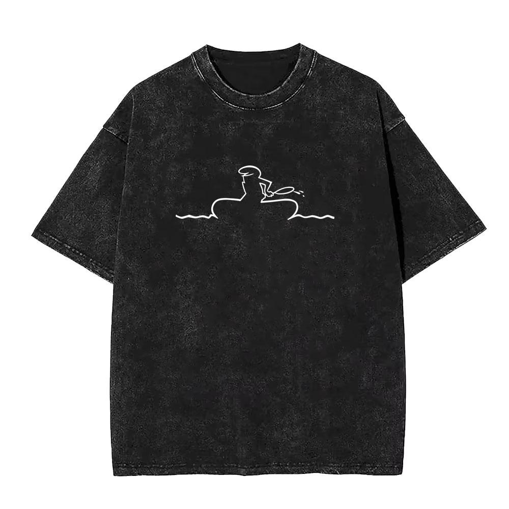 Washed Vintage Osvaldo Cavandoli La Linea Rainbow Gradient Graphic T Shirt Men Women Casual Funny Oversized Short Sleeve Tshirt