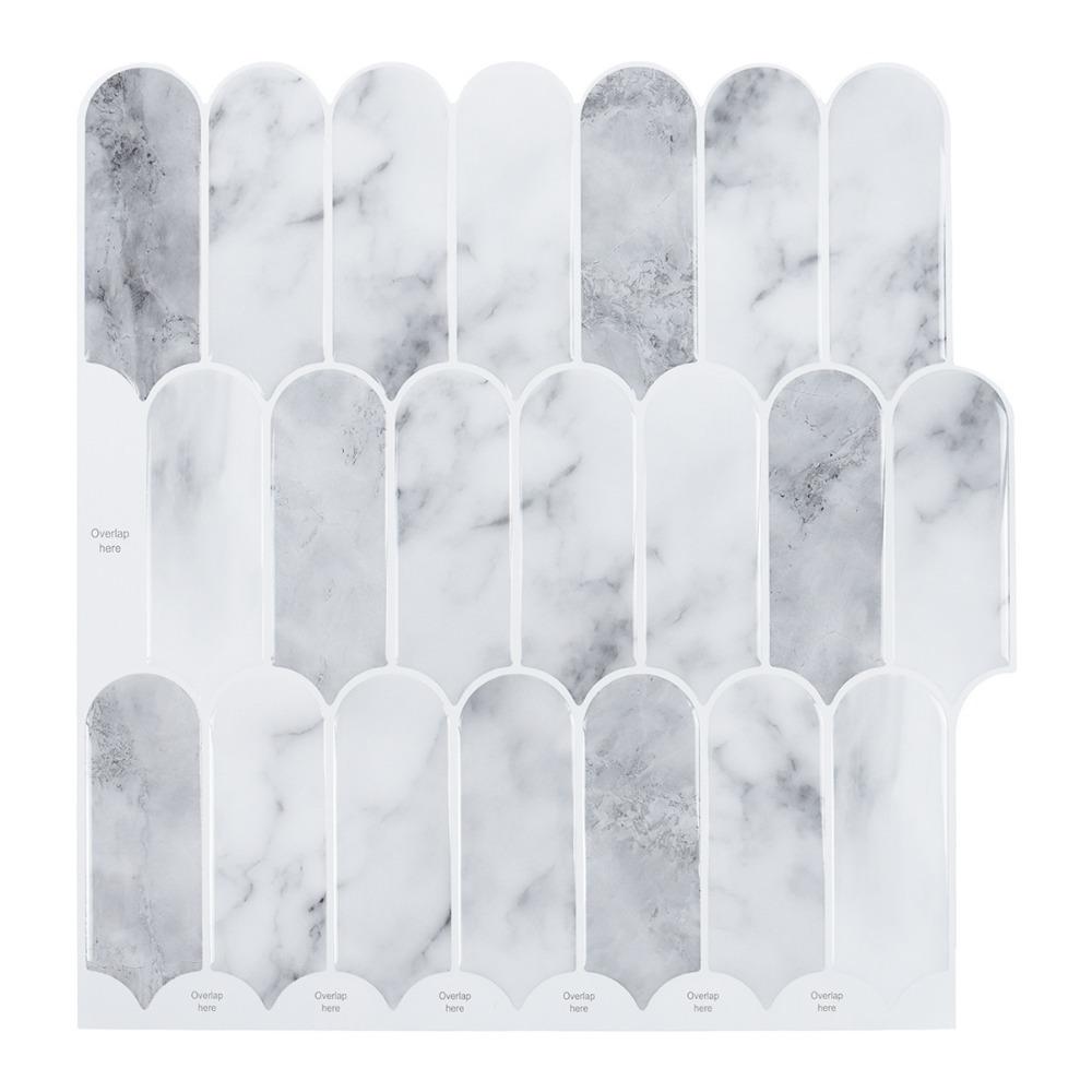 Самоклеящаяся 3D плитка для стен ПВХ Водонепроницаемая наклейка на стену Форма чешуи рыбы Устойчивая к плесени Кухонный фартук Для кухни Ванной комнаты