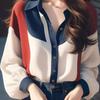 Chiffon Vintage Women's Shirts Spring Summer Patchwork Women Shirts Loose Long Sleeves Tops Fashion Korean Clothing Sales