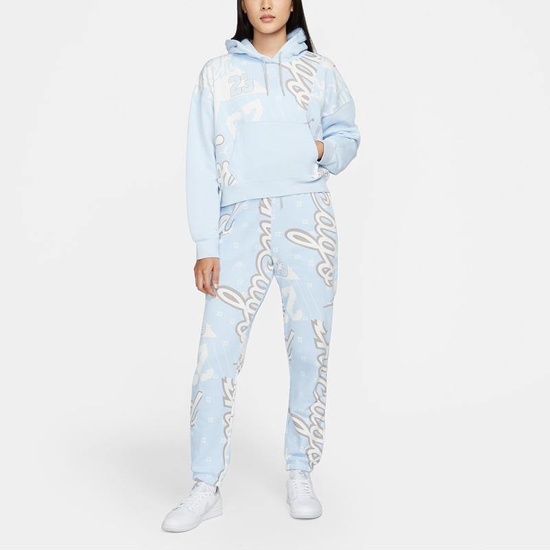 (WMNS) Худи с коротким рукавом и смешным узором Air Jordan, светло-голубое, женское, DD9296-438